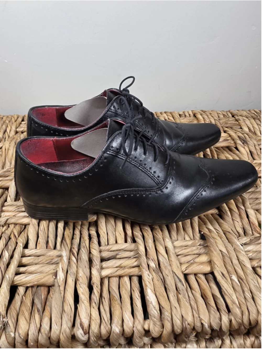 Next Hell For Leather Men's Black Leather Cap Toe Oxford Dress Shoes Sz 7 EU 41